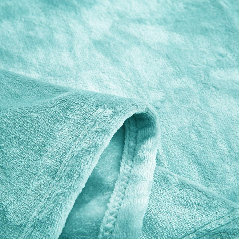 UOZZI BEDDING All-Season Teal (Light Blue) Flannel Fleece Baby Blanket for Girls & Boys - Ultra Soft Plush Thin Kids Toddler Blanket for Crib, Pram Strollers, Sofa, 100% Microfiber Polyester 27"x39" - Image 4